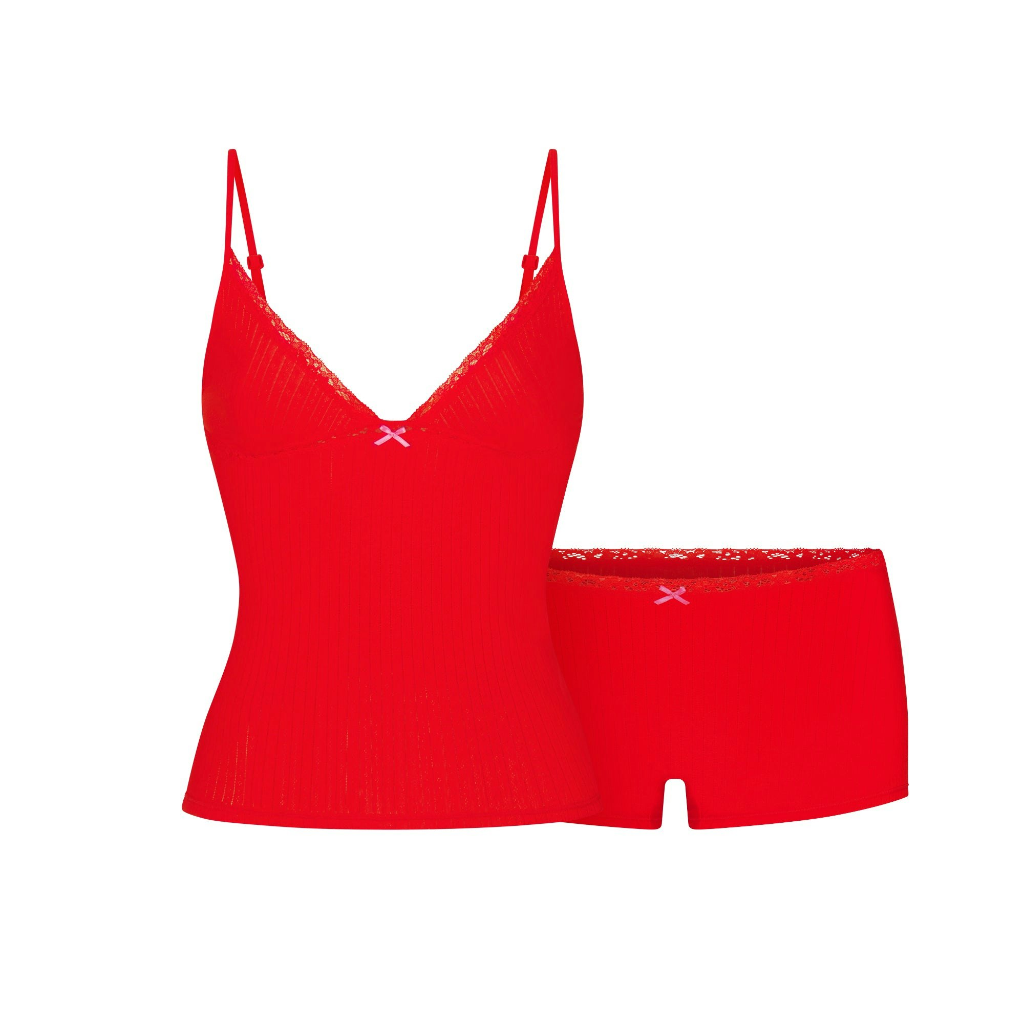 Pointelle Lace Cami and Boy Short Set - 8