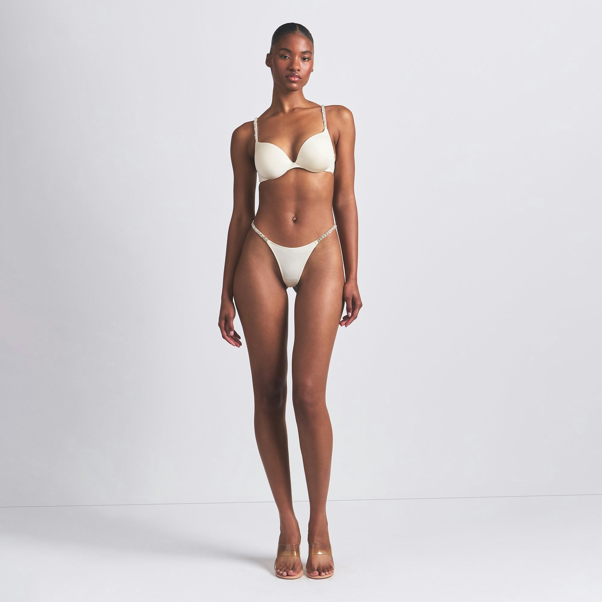 Rhinestone Teardrop Push-up Bra - 3