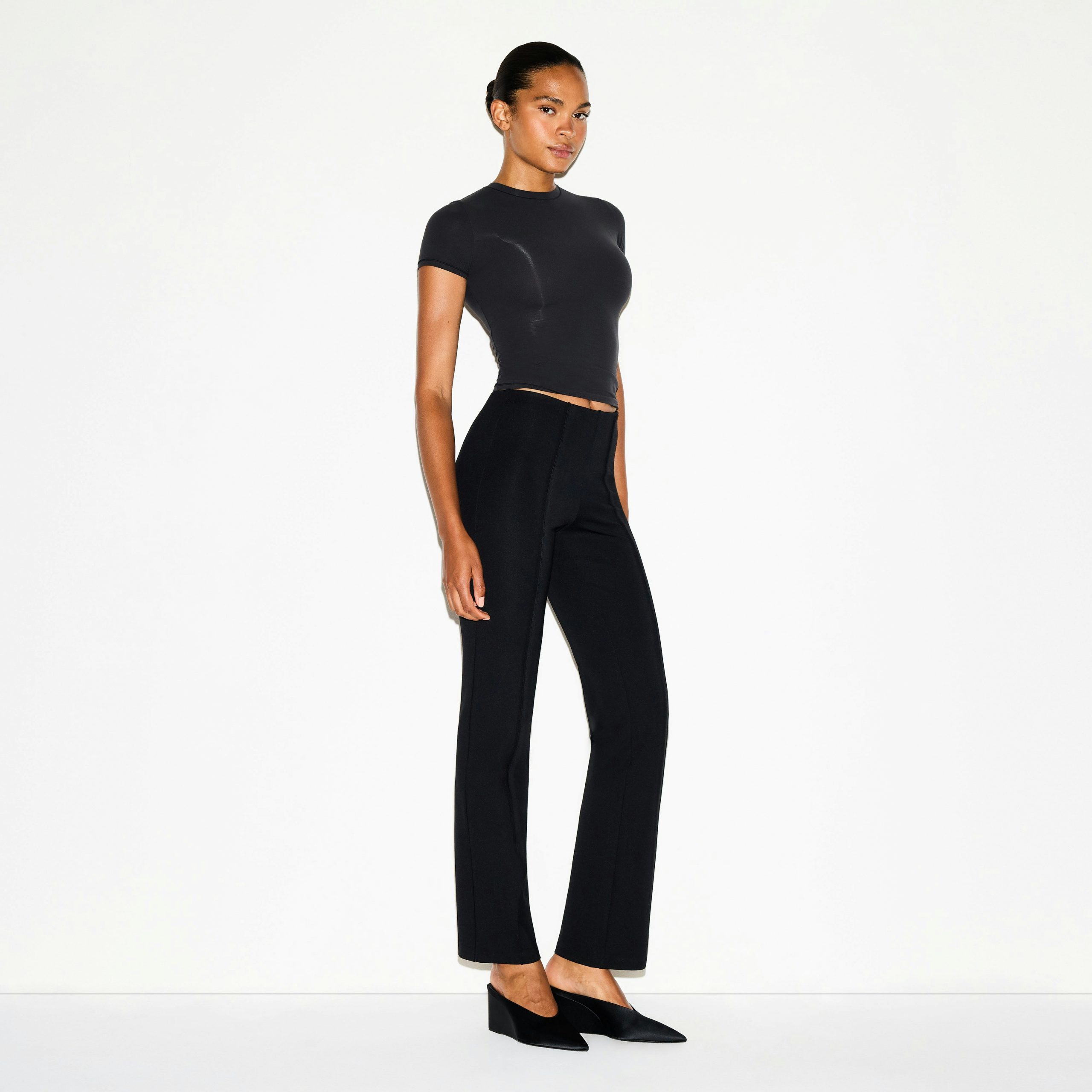 High-Waisted Pintuck Straight Leg Pant - 3
